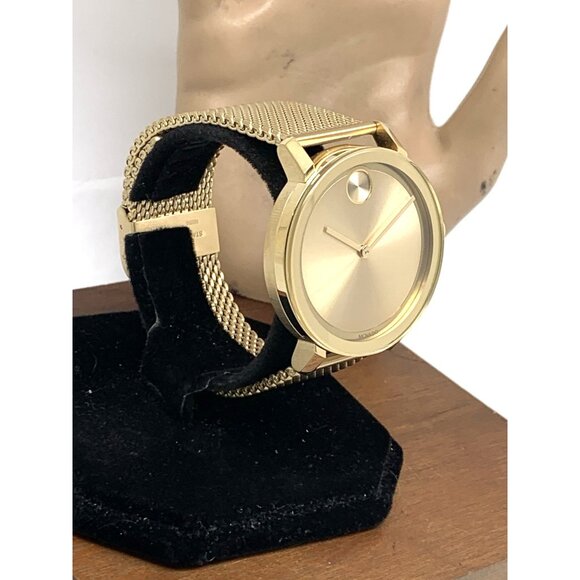 Movado Men's Watch 3600560 Bold Gold Dial Swiss Quartz Steel 40mm Mesh Band - Picture 14 of 14